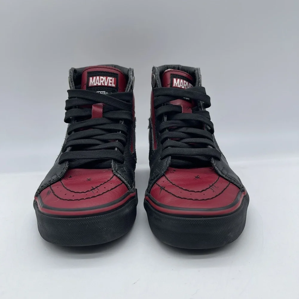 Vans Sk8-Hi 721356 Marvel Deadpool Youth‎ Size 3.5 Shoes Black Red Sneakers